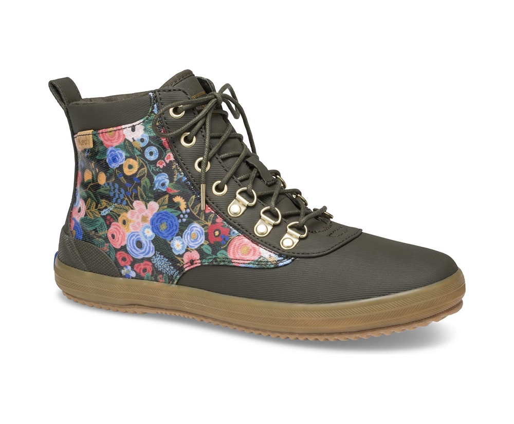 Keds Womens Sneakers Green - Rifle Paper Co. Scout Water-Resistant Boot Garden Party - 834LBEPCM